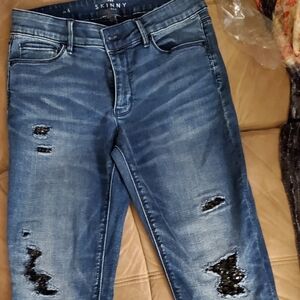 White House Black Market Blue Skinny Jeans Mid-Rise